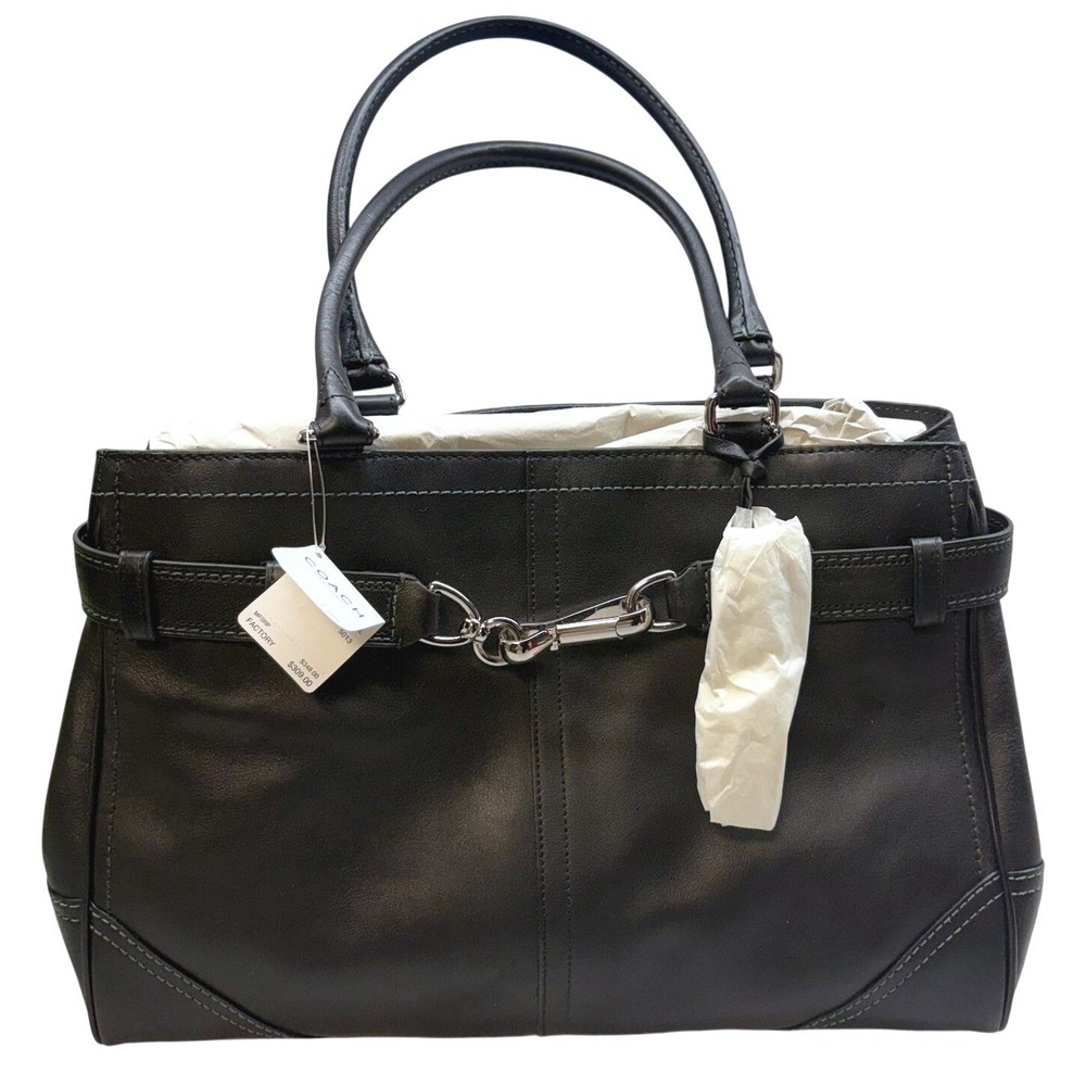 Coach Hamptons Large Carryall Women L Black NWT Leather Tote Bag FS8A71